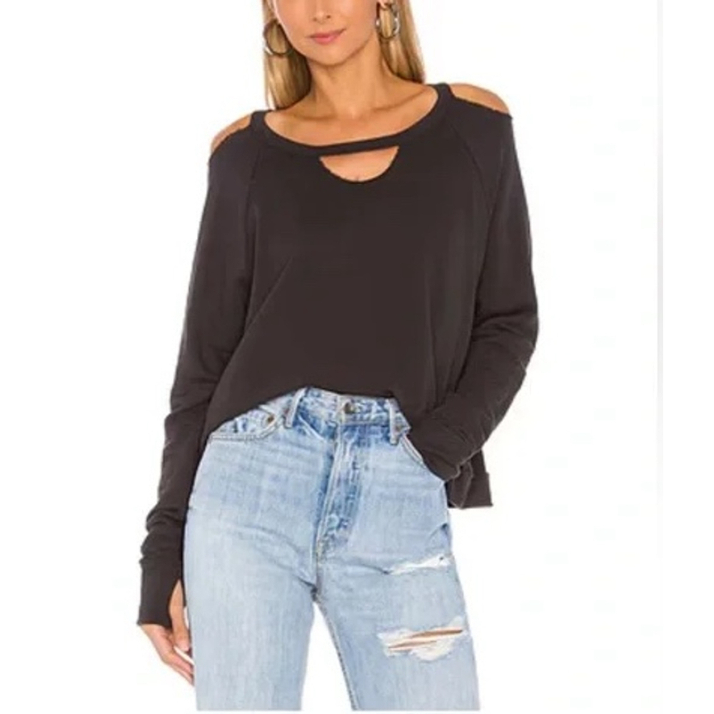 michael lauren REVOLVE fairmont cutout neck pullover cotton in Onyx size XS NEW